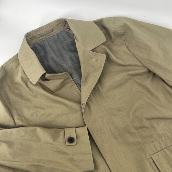 Charles Tyrwhitt Other - Charles Tyrwhitt Mens 46R Tan Khaki Car Coat Italian Fabric Hidden Button Plaid